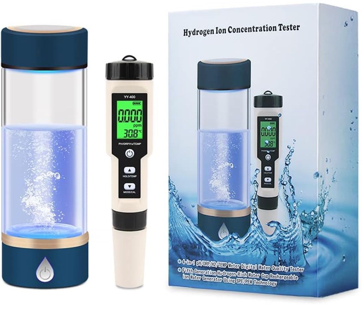 4 in 1 PH/ORP/H2/TEMP Meter Digital Water Quality Tester and Hydrogen Generator Water Bottle