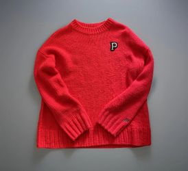 Victoria’s Secret Pink Campus Oversized Pullover Crochet Sweater Red Size S