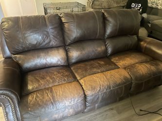 Brown Three Seat Leather Couch $200 OBO