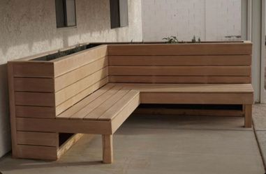 Custom privacy wall patio garden bed flower herb planter box wooden cedar redwood container vegetable urban