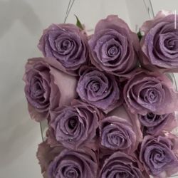 12 Glitter Rose Bouquet Purse Real Roses