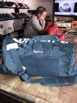 Supreme Teal Blue Duffle Bag Bape Zip Up Strap for Sale in
