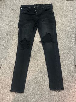 Purple Brand P002 Black Distressed Skinny Jeans