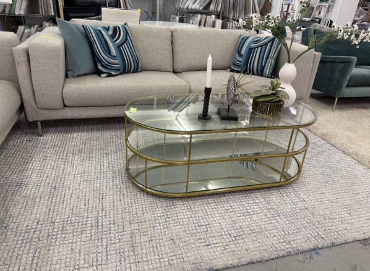 West Elm glass & Gold Coffee Table 