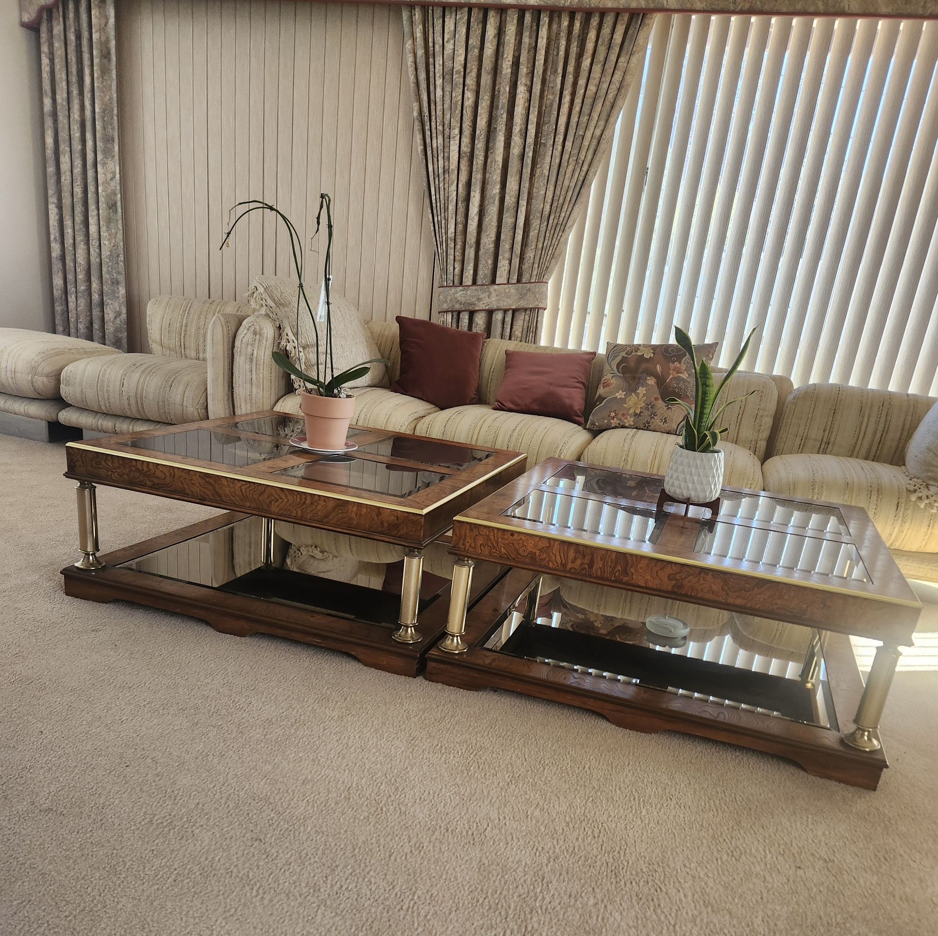 Drexel Glass-Top Coffee Tables