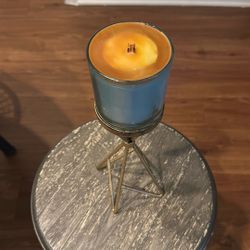 Wood Wick Candle On Stand