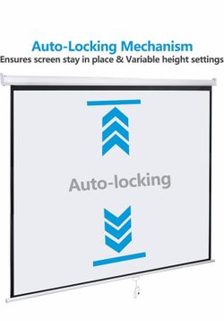 120'' Projector Screen, Retractable Projection Screen Manual Pull Down HD Screen 1:1 Form