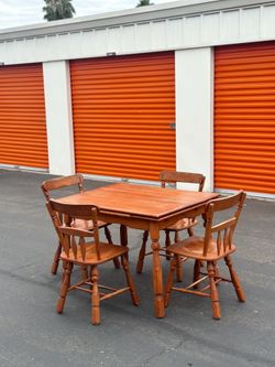 Vintage Maple Drop-Leaf Dining Table Set with 4 Chairs