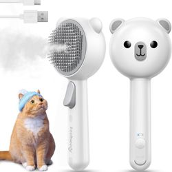 Cat Steam Brush, Brushes for Indoor Cats with Release Button, Dual Speed Spray USB Rechargeable Grooming Supplies, Cat Brush for Shedding Suitable for