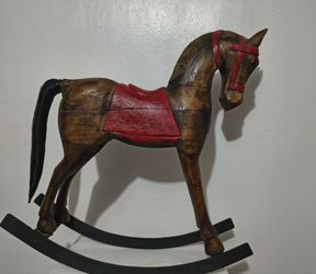 ANTIQUE - MID CENTURY HANDMADE ROCKING HORSE SCULPTURE 18"×15" ×6"