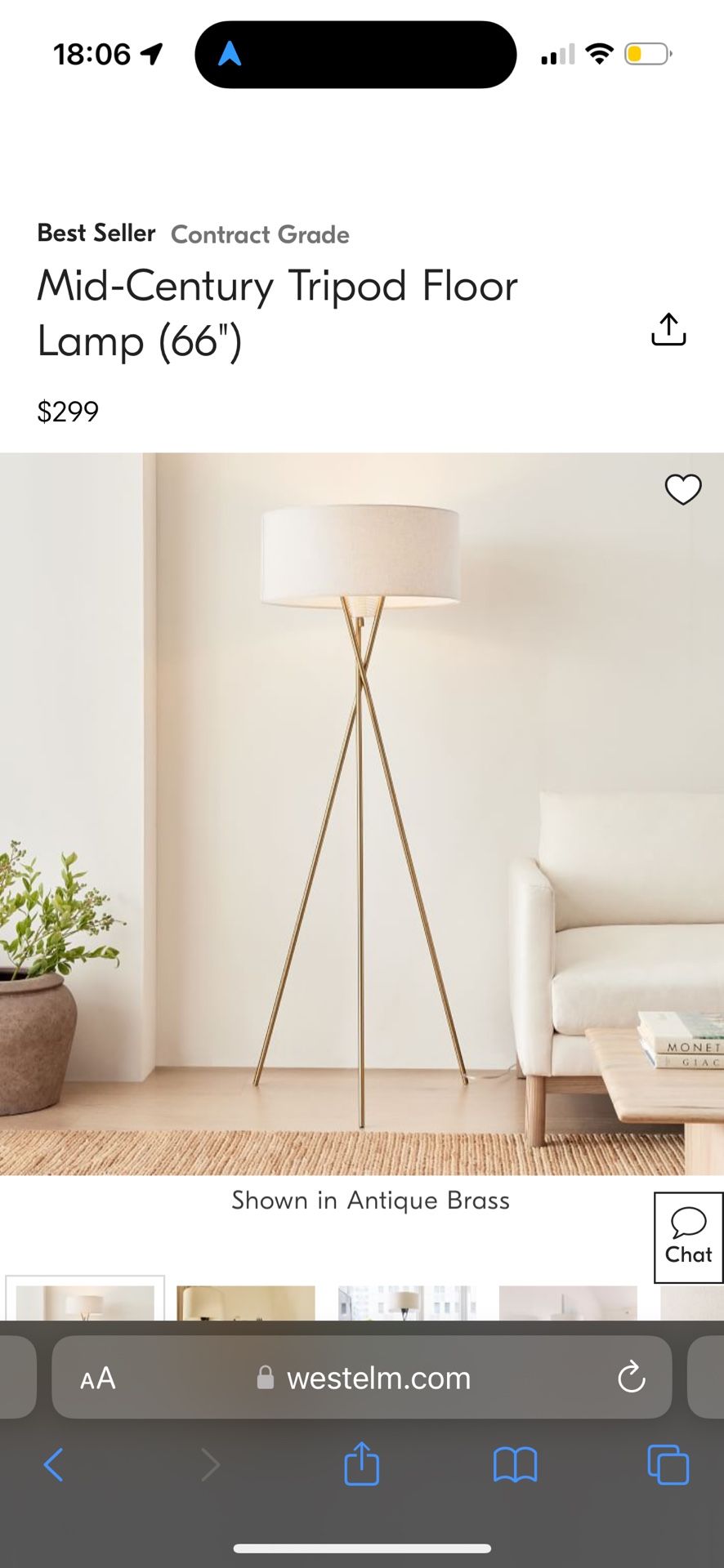 West Elm Mid-Century Tripod Floor Lamp (66")