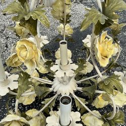 Vintage Italian Tole Flower Chandelier