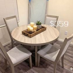 Light Gray 5-pc Round Dining Table Set 