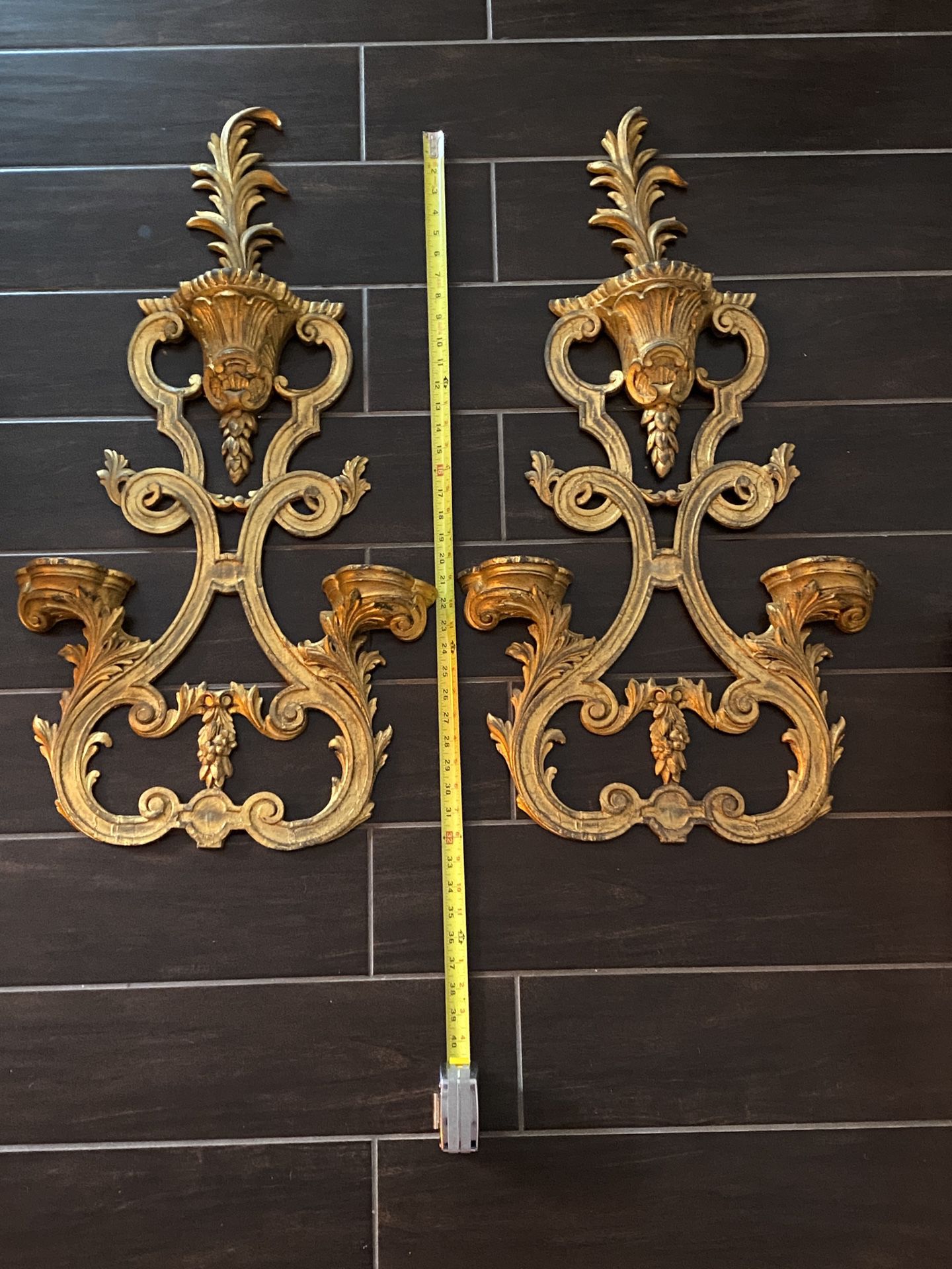Gold Wall Candle Holders Large