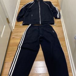 Vintage Koman Jacket & Pant Cotton Men's XL Black/White Stipe Tracksuit Hip Hop