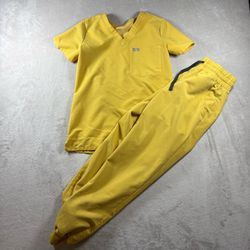 Figs Women’s XS Yellow Jogger Top Scrub Set Technical Collection Medical #3672