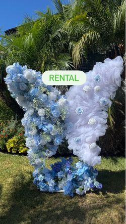 Blue Floral Butterfly Backdrop