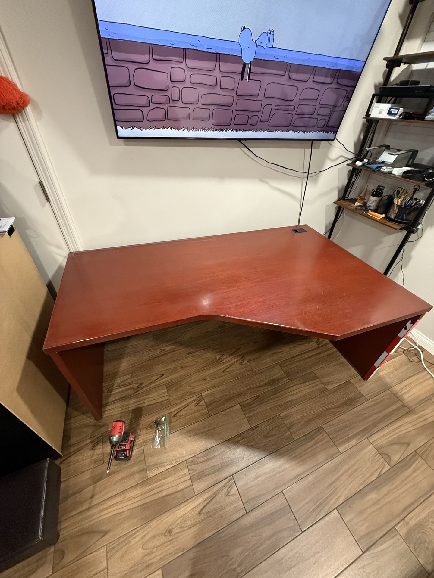 Big Computer Desk with Solid Wood Top