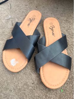 Black Cross-Strap Slide Sandals