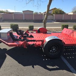 Hydraulic Drop Deck Motorcycle Trailer – LED Lighting – Diamond Plate – $4,800 OBO