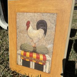 Country Rooster Framed Wall Art – Farmhouse Style