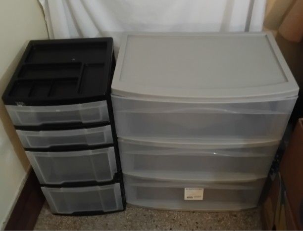 2 PLASTIC DRAWER SETS MOVING SALE