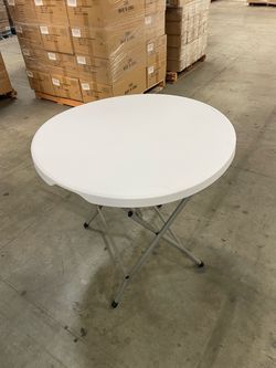 Round Folding Table White Plastic