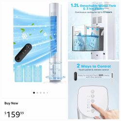 3143: (D3) NEW 35 INCH Evaporative Air Cooler, Upgraded Swamp Cooler Air Conditioner w/Cooling Mode, 3 Speeds, Smart Timer for Auto-Off, 20Ft Remote, 