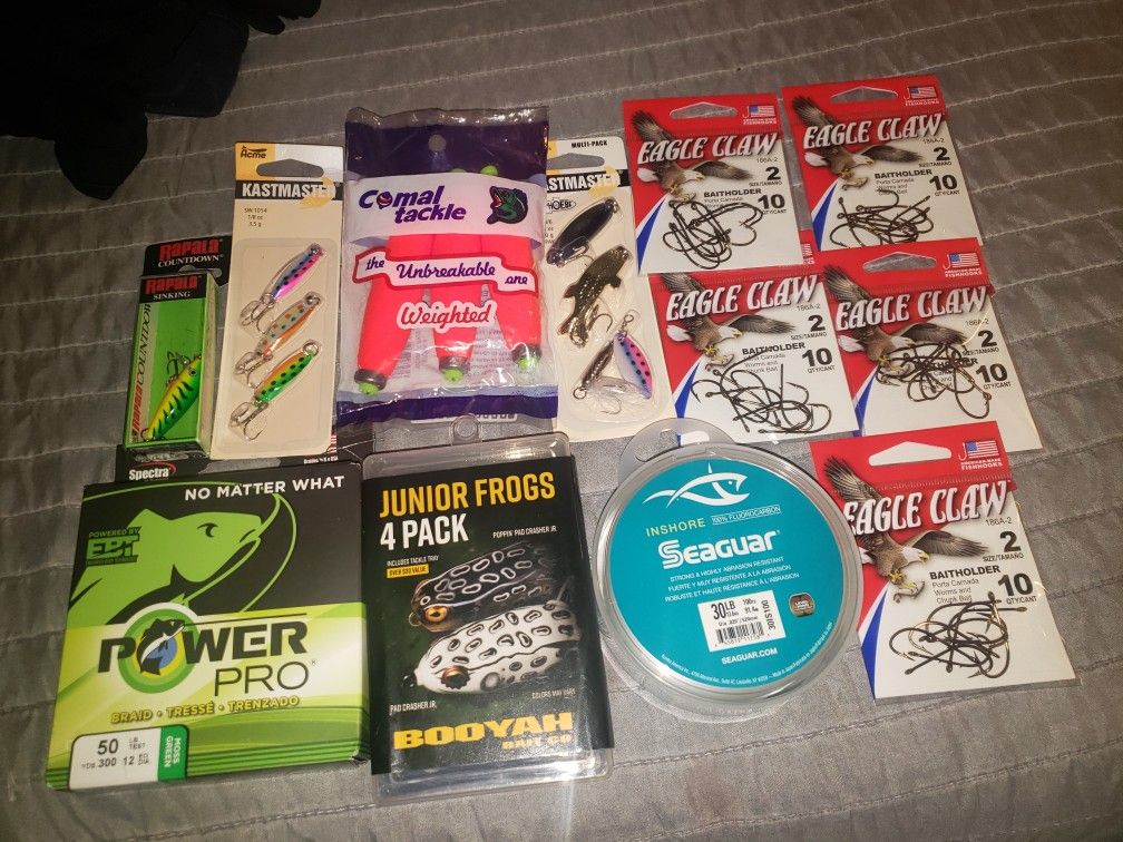 Fishing Supply & Items Lot Of (12x) Of Fishing Lines , Bait  Lures,  Hooks , Weights & More Everything Is All New & For A Good Low Price