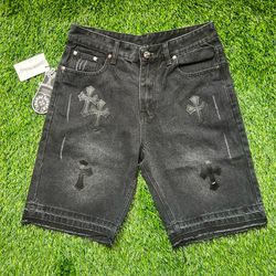 Chrome Hearts Black Cross Denim Jorts