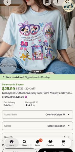 70th Disney Anniversary Shirt Size Medium