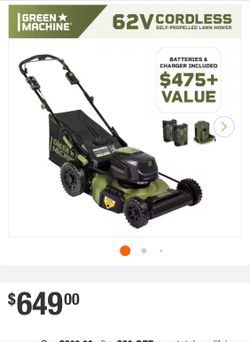 62V Battery -Green Machine Lawn Mower