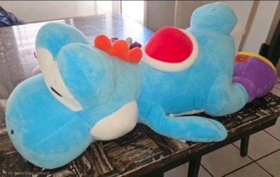 Universal Studios Super Nintendo World BLUE Yoshi Sleeping Plush Pillow 37” New