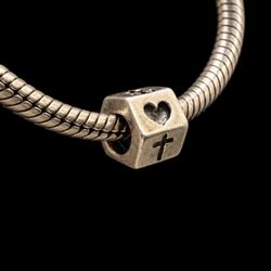 Retired Pandora Faith Hope Love Charm 790119 Sterling Silver 925 ALE Cube