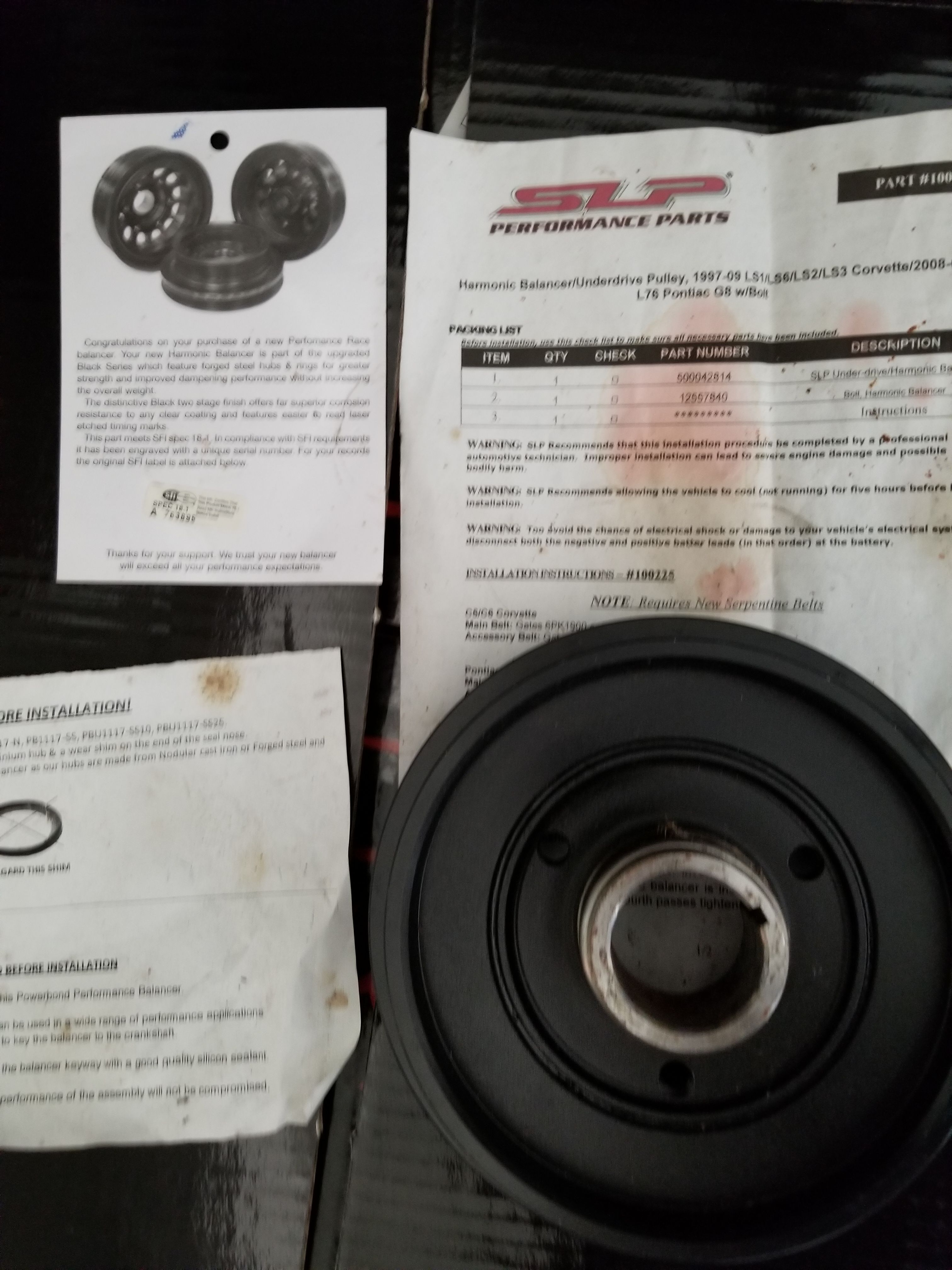SLP underdrive pulley 100-225 camaro trans am ls1 ls6