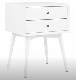 West Elm Two White Mid-Century Nightstands
