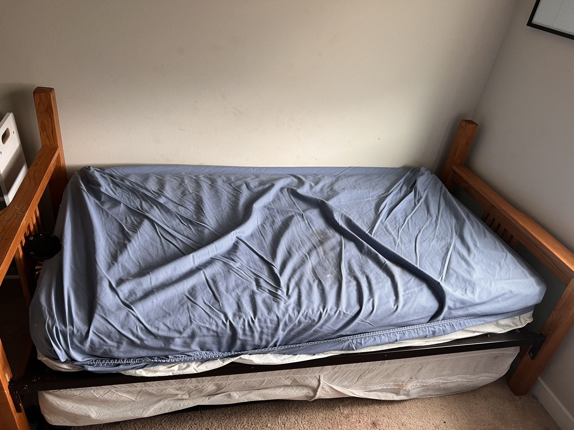 Twin Size Bed Frame And Two Mattresses
