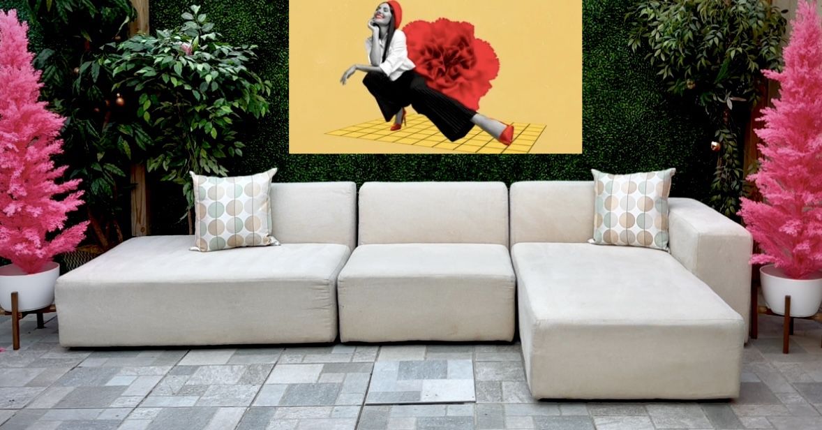 (Free Delivery 🚚) Floyd 3 Piece Beige Sectional Couch 