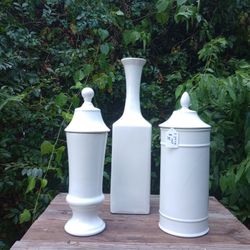Elegant Decorative Vase & 2 Apothecary 