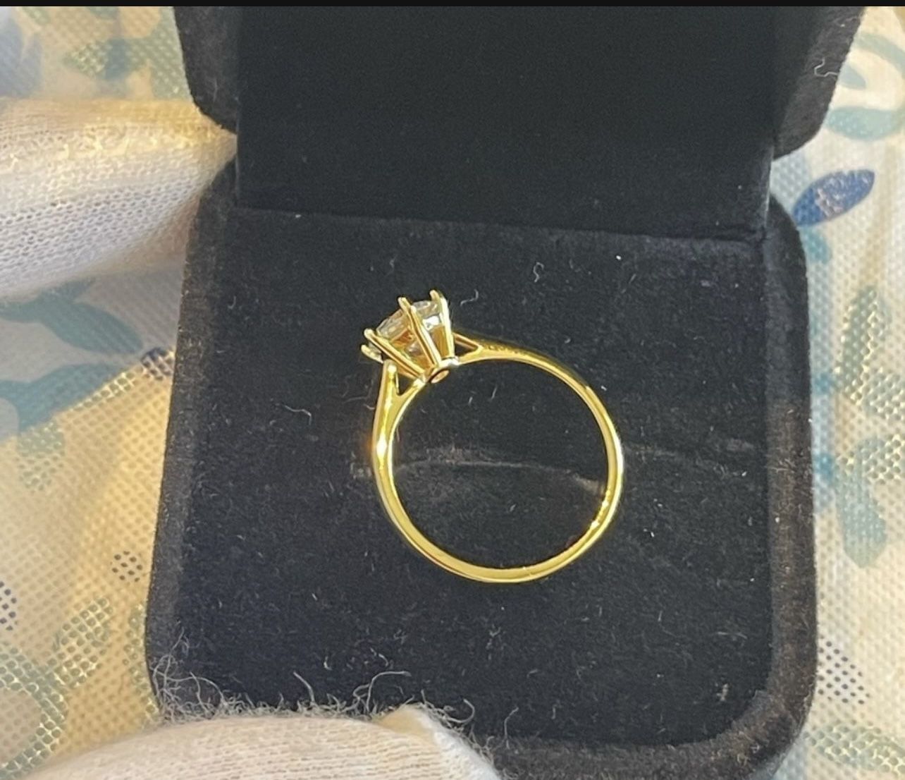 18k Gold Plating Over Solid Sterling Silver 925 1Ct Moissanite Ring Size 6 & 9