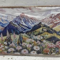 Abstract Colorful Floral Landscape Framed Canvas Wall Art