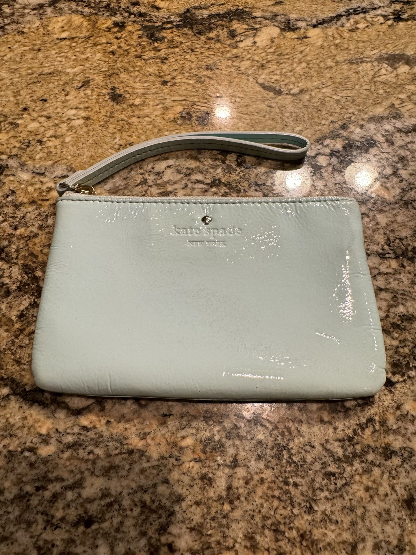 Kate Spade Teal Patent Leather Small Pouch Wristlet Wallet PWRU2820