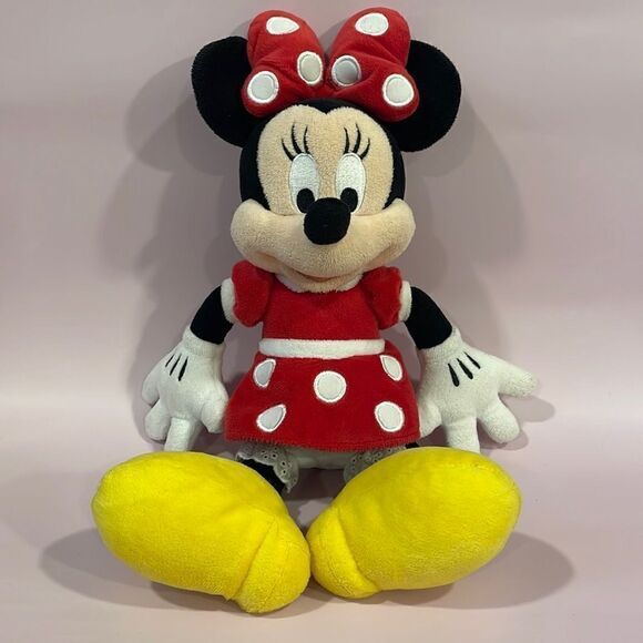 Disney Parks Minnie Mouse in Classic Red Polka Dot Dress and Yellow Heels 13”