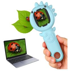 2-in-1 Microscope Camera for Kids, Mini Handheld Microscope Supporting Multiple Viewing Angles, Outdoor Educational Science Adventure Toys, Birthday G