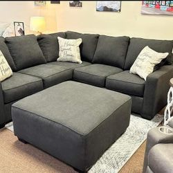 Mucina Charcoal Sectional Sofa Couch with OTTOMAN Finance and Delivery Available 