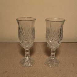 2 pieces. Crystal Hurricane Lamp/Candle Holder 12" Tall