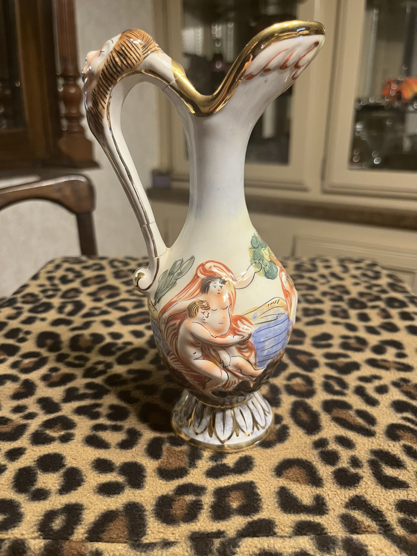 Vintage Capodimonte Pitcher Hand-painted Details