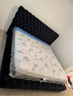 Black king size bed frame with mattress $400