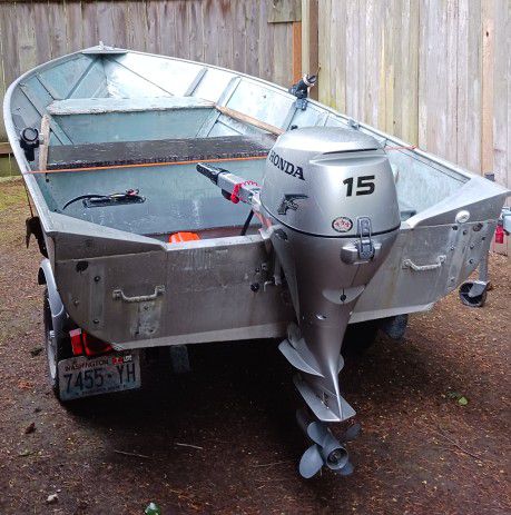 Trout Season Special! 13'+ Aluminum Boat, EZ Loader Trailer, 15hp HONDA