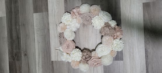 Handmade Fabric Flower Wreath